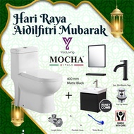 Mocha Italy- ONE PIECE RIMLESS WC & MEGA SUPER SALES 400 MM BASIN CABINET (MWC7602) LIFETIME WARRANT