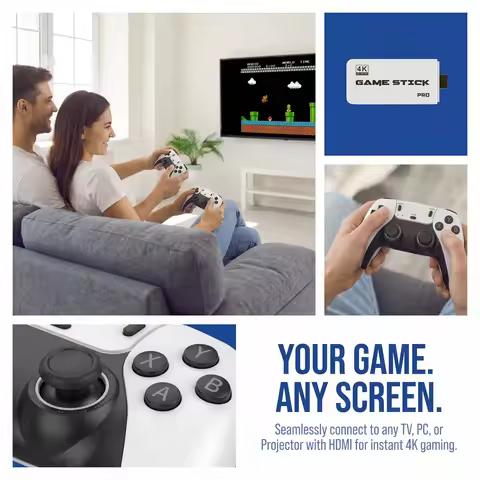 4K Retro Game Stick 2.4G Wireless Game Controllers, Plug & Play TV Video Game Console Thousands Clas