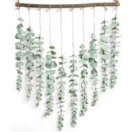 Wall Hanging Fake Wreath Bathroom Wooden Bead Decoration Green Leaves and Eucalyptus Decorative Leav