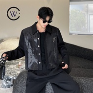 Dark Series 25 Korean Version Stitching Sequin Design Short Jacket Jacket 0P990 Performance Costume