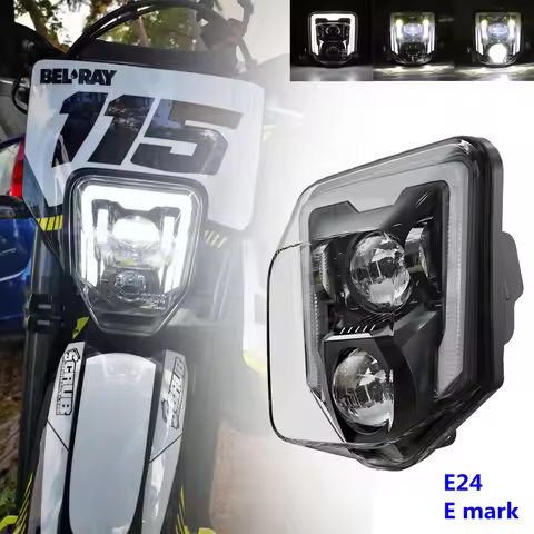 E-Mark E24 LED Motorcycle Headlight DRL Hi/Lo Beam Light For Husqvarna TE FE TC FC TX 125 250 300 35
