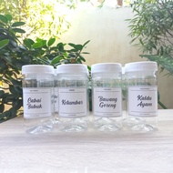 Toples Plastik Tempat Bumbu Dapur 200 ml Tutup Putih Model Bulat Gratis Stiker Label