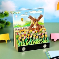 [Honour-t] 3D Calendar 2026 Unique Paper Sculpture Sticks,3D Notepad And Clock Art Desktop Calendar,