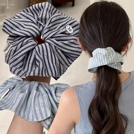 1/2/4Pcs Blue Striped Large Intestine Hair Rope - Stripe Hair Band - Korean Style Ponytail Holder - 