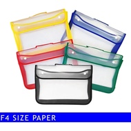 Plastic Button Folder Office Zipper Folder School/ Size F4/Folio