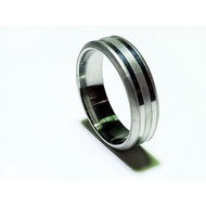 cincin titanium model 2 alur - cincin pria wanita titanium vee - perak 16