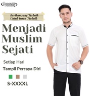 Baju Muslim Putih Pria Kemeja Koko Lengan Pendek Daily Jumbo Premium