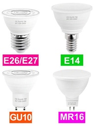 7w Led燈泡gu10射燈日光220v室內e27/e26嵌入式燈泡明亮卧室客廳mr16辦公室書房浴室廚房e14衛生間超市天花板吊燈射燈gu5.3蠟燭燈泡5w護眼節能家居裝飾照明6/12 Led暖白色