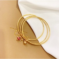 ✨2021 new sand gold small golden bull pendant bracelet female crystal bull imitation 24k yellow gold bracelet✨