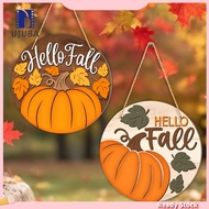 [UJB]☆Hello Fall Wooden Hanging Sign Autumn Pumpkin Front Door Sign Thanksgiving Welcome Signs for H