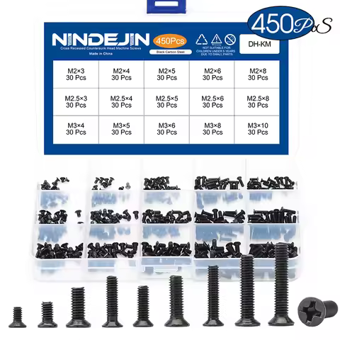 450pcs countersunk flat head phillips mini screw set m2 m2.5 m3 carbon steel computer notebook lapto