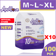 【ซึมเร็วสุด!!】ผ้าอ้อมผู้ใหญ่ Andlove ใช้ได้ทั้งชายหญิง ปลี่ยนง่าย M/L/XL(10 Pack/100Pcs) adult diape