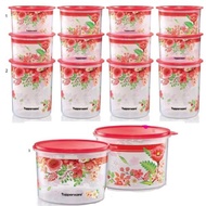 Tupperware (12 Or 14 Pcs) Lucky Blooms One Touch Set 600ml 1.25L+Canister 2.4L