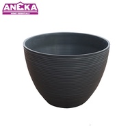 FELTON 40cm Round Flower Pot With Hole - Dark Grey/White/Dark Brown (FBL 2451)