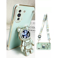 Samsung Galaxy J3 J5 J7 Pro J2 Prime J4 J6 Plus A7 2018 A750 Note 10 20 Ultra Note10 Lite Plus A81 Bling Cartoon Astronaut Holder Kickstand Lanyard Neck Strap Stand Plating Soft Phone Case Back Full Cover
