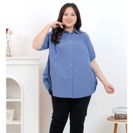 KEMEJA Toply shop Jumbo shirt XXL XXXL Big size women's shirt/ Jumbo women's blouse/