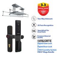 FREE Installation SINGGATE FR057 + FM021 + LS026 Mega Bundle Set Digital Door Lock + FM021 Digital Gate Lock + Laundry