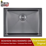 Boshsini 316 Stainless Steel Nano + Embossed Rain Drops Kitchen Sink. BSQ 6545NRD-GM. Local SG Stock