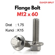 Flange bolt M12X60 / bolt Cap 12X60 / M12 X 60 / 12 X 60 Stainless SS304 / SUS304 / A2-70