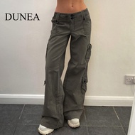 DUNEA DUNEA0903 Women's American Street Retro Pocket Low-rise Jeans