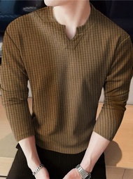 Kaos Pria Waffle Uniqlo V Neck Panjang polos