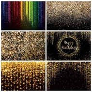 Gold Silver Glitter Bokeh Photography Backdrop Black Golden Shiny Dot Backgrounds For Birthday Party