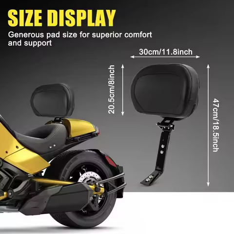 Motorcyclce Spyder Adjustable Driver Backrest Pad Kit with Storage Pouch Quick Detachable for Spyder