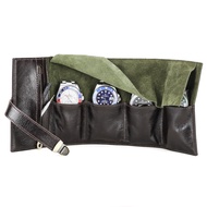 4 Slot Velvet Leather Watch Travel Storage Case Organizer Watch Pouch Watch Roll Storage Bag