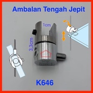 Gantungan Bracket Rak Ambalan Kaca TENGAH JEPIT Kawat Sling Seling
