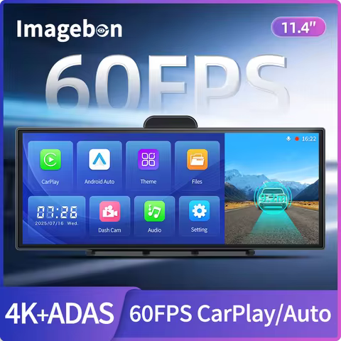 Imagebon H70 Plus 11.4β³ 4K ADAS Dash Cam 60FPS Wireless Car Play & Android Auto Dual Recording Night
