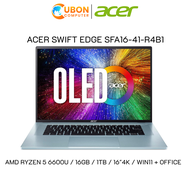 Acer Swift Edge NOTEBOOK โน๊ตบุ๊ค SFA16-41-R4B1 AMD RYZEN 5 6600U / 16GB DDR5 / 1TB /16" 4K / WIN11+OF ประกันศูนย์ 3 ปี