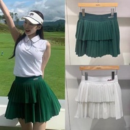Malbon Korean Golf Skirt Ladies Double Layer Waist Slim Pleated Skirt Anti-slip Versatile TaylorMade1 FootJoy PING1 DESCENTE Mizuno