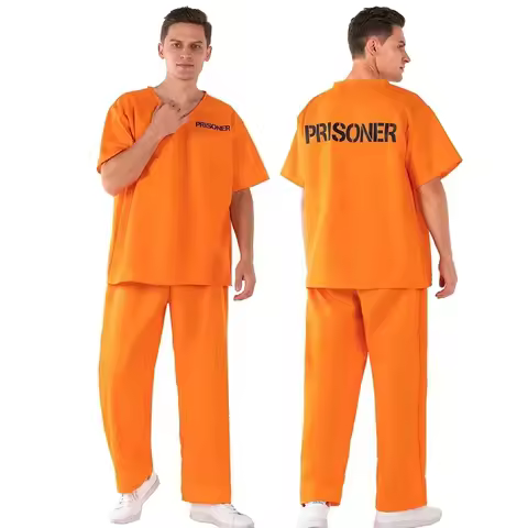 Adult Inmate Costume Orange Prisoner Jumpsuit Jailbird Outfit for Halloween Orange Prisoner Costume 