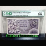 Uang Kuno Netherlands Indies Federal 10 Gulden 1946 Ungu UNC PMG 65
