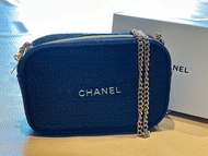 Chanel 金絲絨海軍藍DIY化妝袋手袋