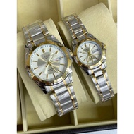 (Ready stock Malaysia) CASIO _ and Rol'ex Couple Quartz Watch 50M WR Day Date & Stainless Steel Coup