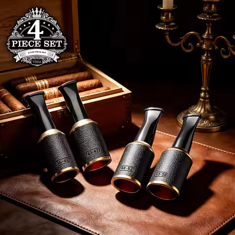 4 Pack Cigar Mouthpiece Tips, Premium Cigar Accessories, Fits 36-58 Ring Gauge Cigars, Cigar Band Co
