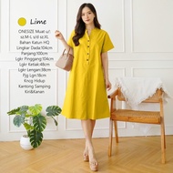 KATUN [IMMEDIATE SHIPPING] Korean Women's Casual Plain Jumbo Midi Dress Thick Cotton SizeBIG - Lime 