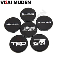 4PCS OD 53MM / ID 48MM Wheel Center Cap GR TRD MUGEN SPOON SPORTS NISMO RALLIART Logo Emblem Rim Cover Cap Wheel Hub Cap