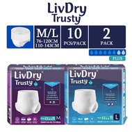(2 Packs) LivDry Trusty Pants Plus Adult Diapers - Size M / L