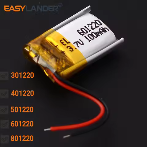 301220 60mAh 401220 501220 3.7V 100mAh 601220 Rechargeable Lipo li Polymer Li-ion Battery