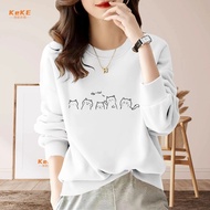 S-4XL Korean Version University t Bristles Slimmer Look Loose 100kg Top Girls Plus Velvet Gray Style