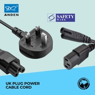 IEC to 3 Pin UK Plug Power Cable Cord C5 C7 C13 (Female, Straight) [ Local Singapore Safety Mark, Home Appliance ]