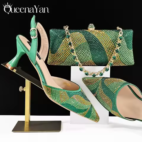 Festive Elegance: Spot Goods Dazzling Heels and Chic Long Bag Clutch Perfect Combination Of Shoes An