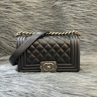 CHANEL A67085 BOY coco mini 20 黑色 荔枝皮 銀鍊 肩背包 斜背包 口蓋包
