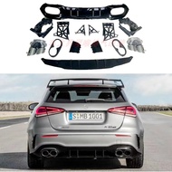 For 2019 Mercedes Benz W177 Hatchback AMG Styling A35 Rear Bumper Lip Diffuser Muffler Exhaust Tip S