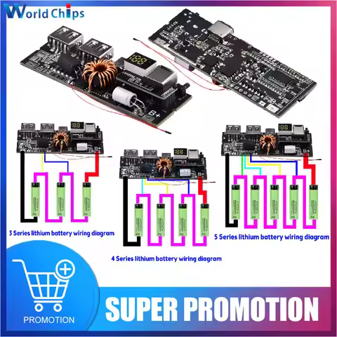 3S 65W 4S 100W 5S 100W Micro Type-C USB Mobile Power Module QC4.0 QC3.0 LED Dual USB PD 18650 Fast C