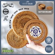 GOOD DAZE Handmade Rattan Mat Cup Coaster Set Placemat Wood Coaster 藤桌垫杯垫 Alas rotan lapik rotan