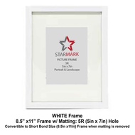Starmark Picture Frames 8.5x11 inches with Matting to 5R Photo - 5x7 inches - White Frame - 1 Pc