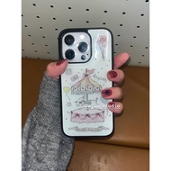 Korean Style ins Retro Happy Carousel Illustration Blogger Same Style Phone Case Suitable for 16prom